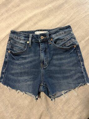 Kancan High Rise Distressed Denim Shorts